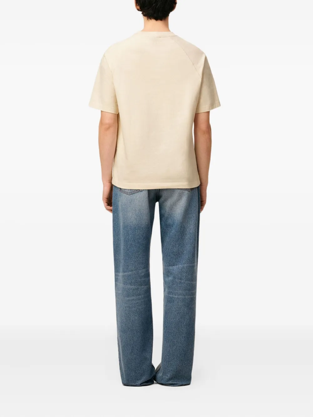 AMI Paris T-shirt met geborduurde raglan mouwen Beige