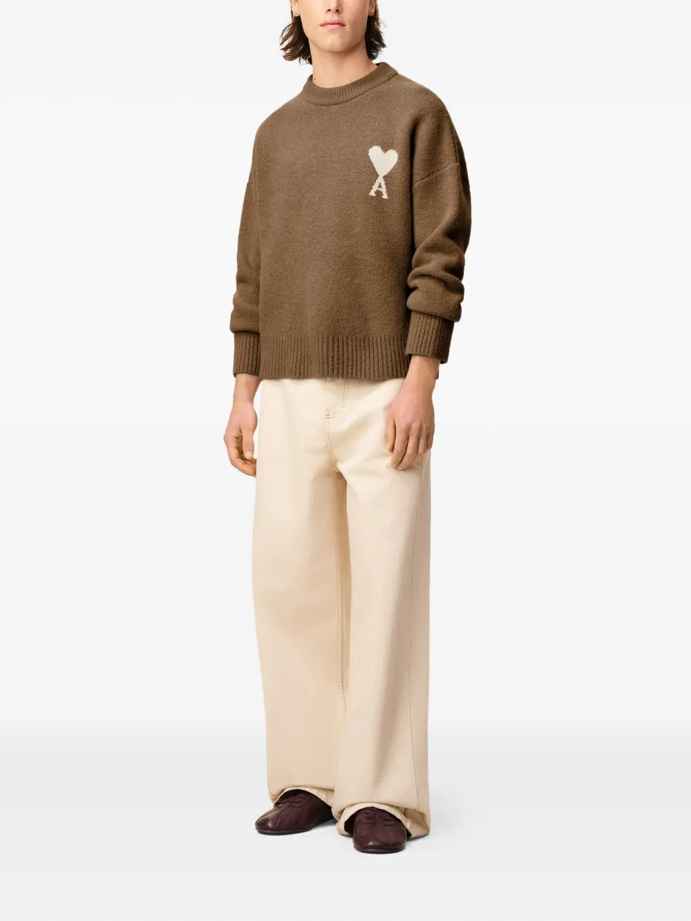 AMI Paris Ami de Coeur sweater Bruin