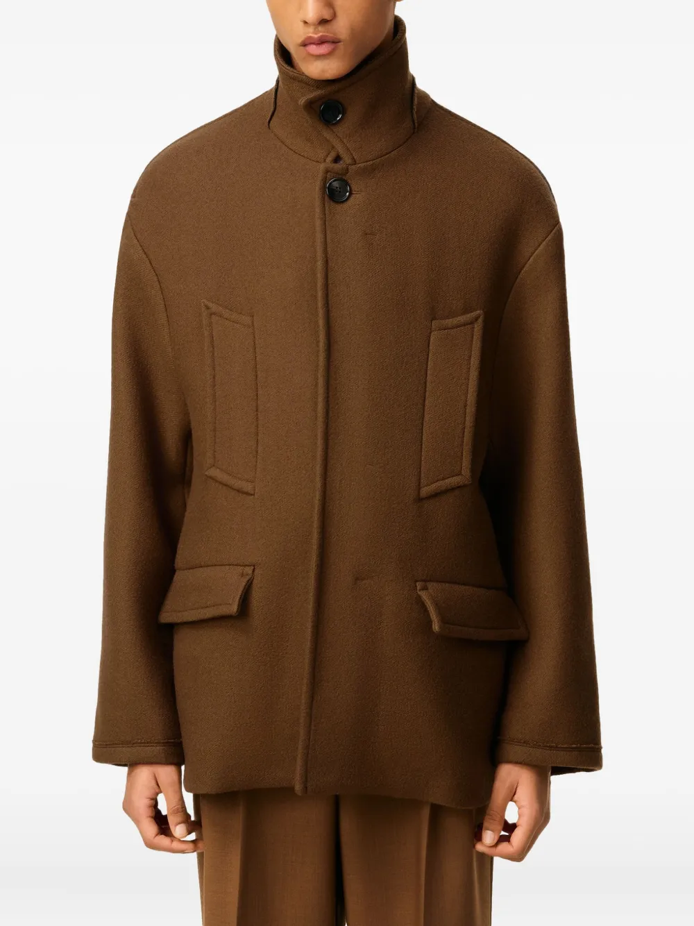 AMI Paris Oversized wollen sailorjas met kraag Bruin