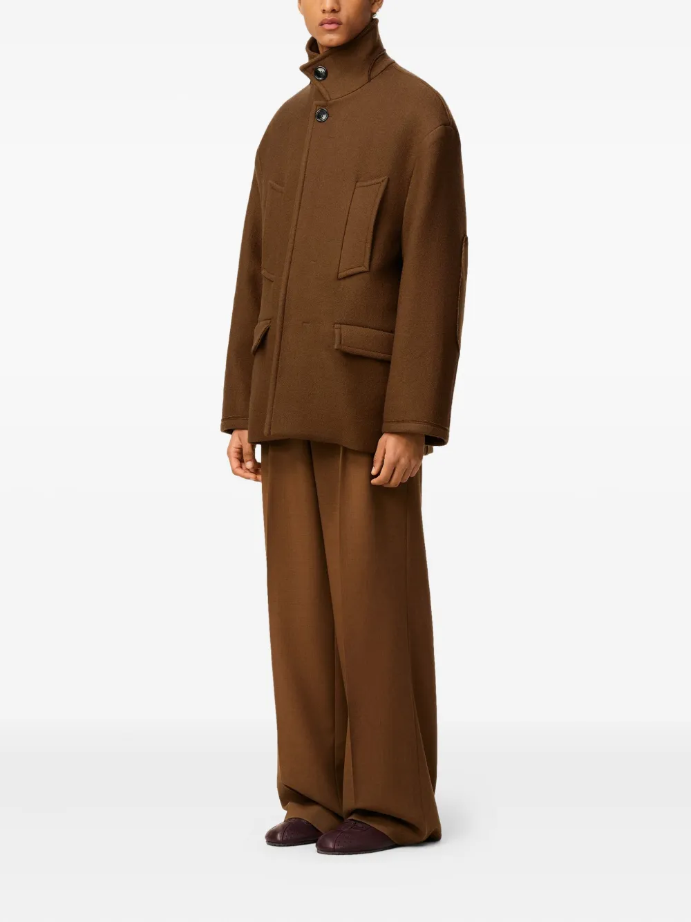 AMI Paris Oversized wollen sailorjas met kraag Bruin