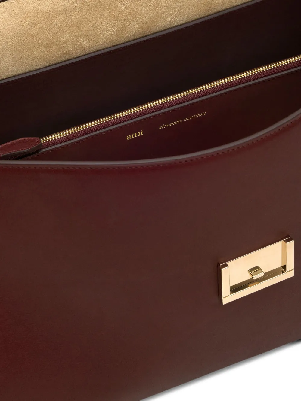 AMI Paris Mimi leren shopper Bruin