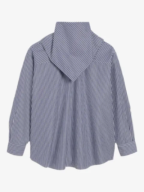 AMI Paris striped-pattern bandana-collar cotton shirt
