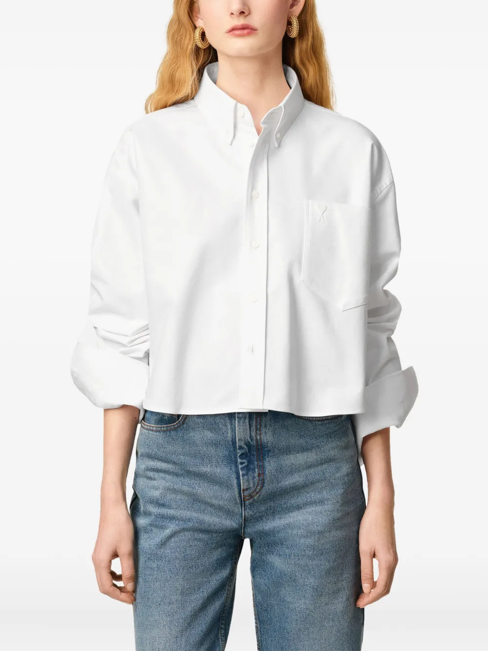 AMI Paris Blouse met geborduurd hart Wit