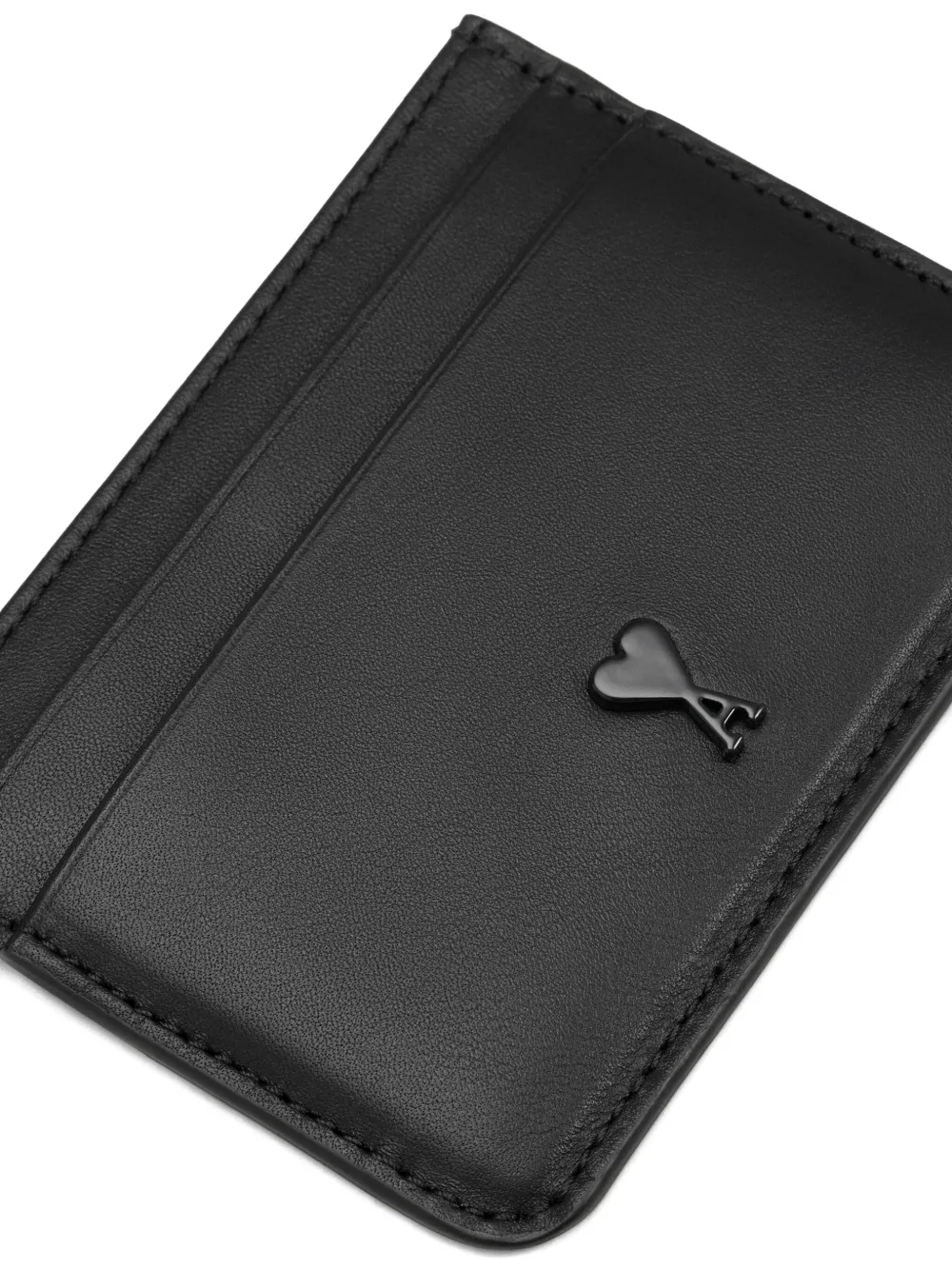 Ami Alexandre Mattiussi Ami De Coeur Leather Cardholder In Black