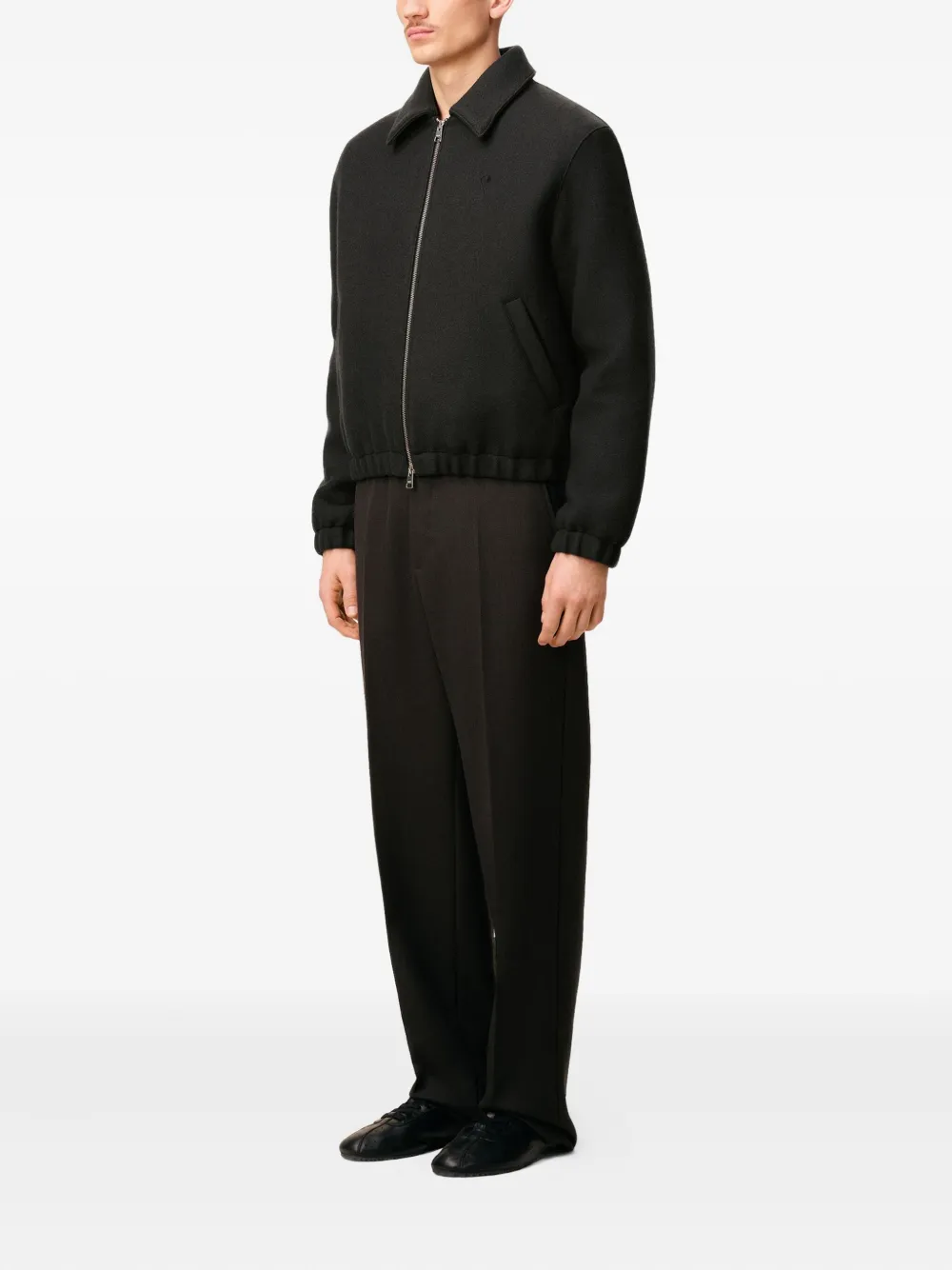 Ami Alexandre Mattiussi Black Technical Canvas Zipped Jacket Black In Black