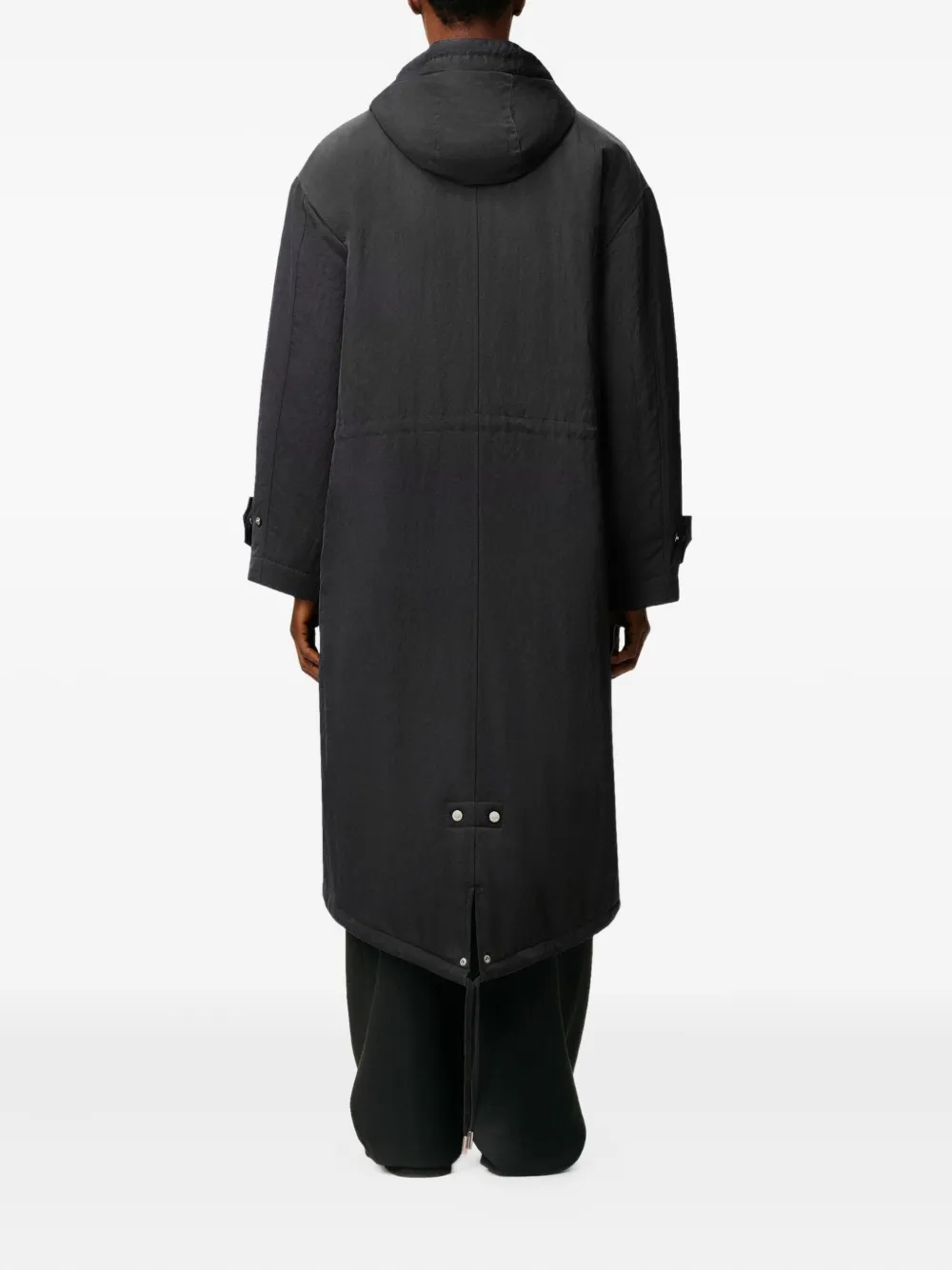 Ami Alexandre Mattiussi Long Grey Polyamide Jacket With Adjustable Hood And Flap Pockets In Gray