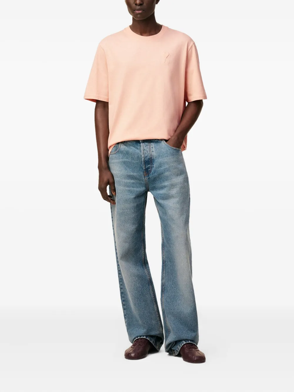 AMI Paris Katoenen T-shirt met Ami De Coeur-patroon Roze