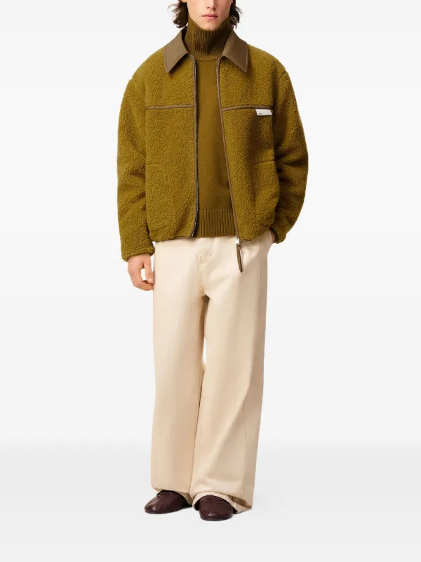 AMI paris エコファー　パテッドジャケット AMI Paris Fleece zip-up Jacket | Green | FARFETCH