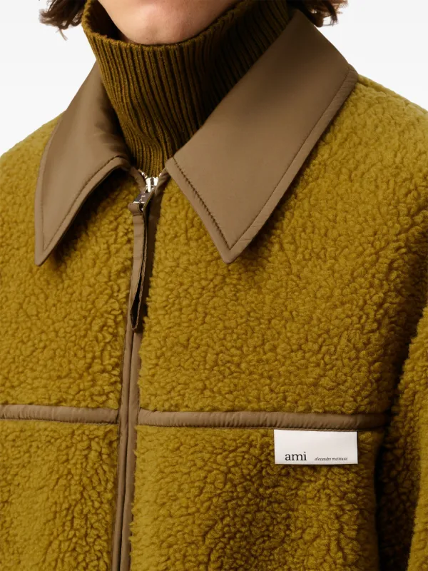 AMI Paris zip-fastening point-collar Jacket | Green | FARFETCH