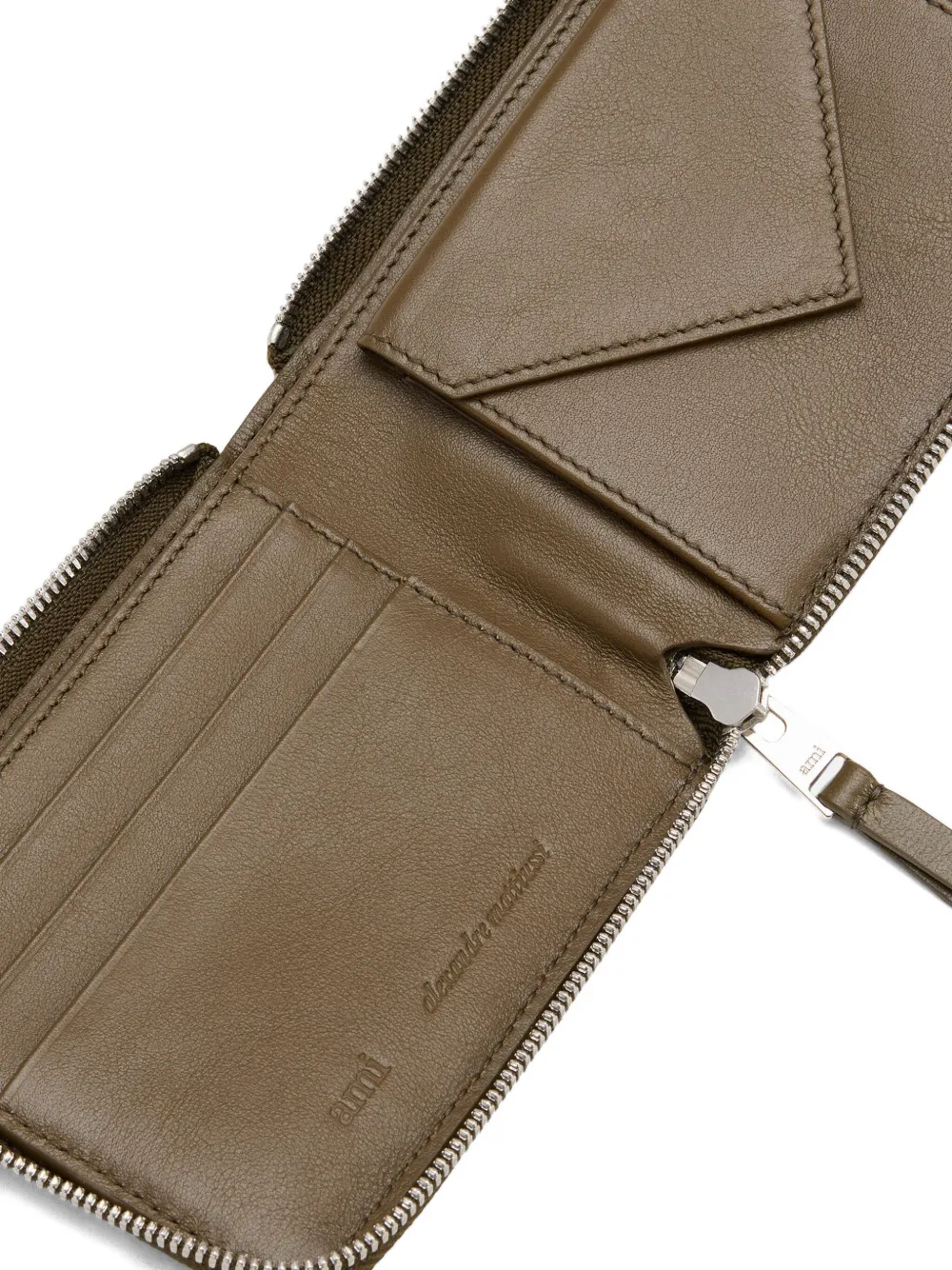AMI Paris Ami De Coeur leather wallet Groen