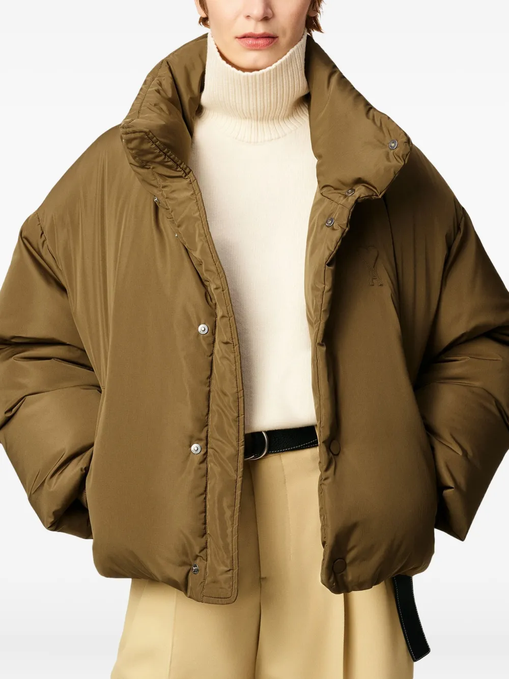 AMI Paris Donsjack met geborduurd logo Groen