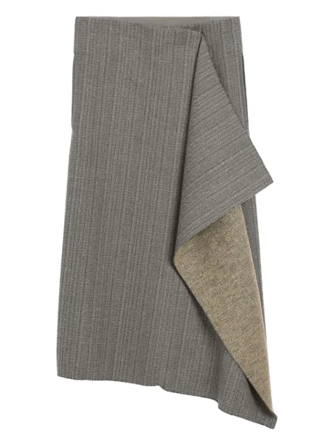 AMI Paris wool herringbone wrap midi skirt
