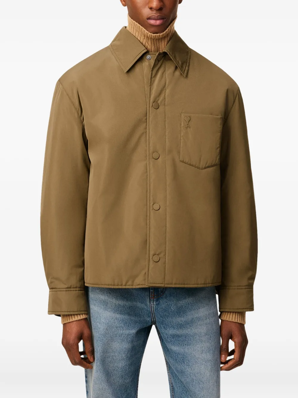 AMI Paris Gewatteerd shirtjack 298 BRONZE