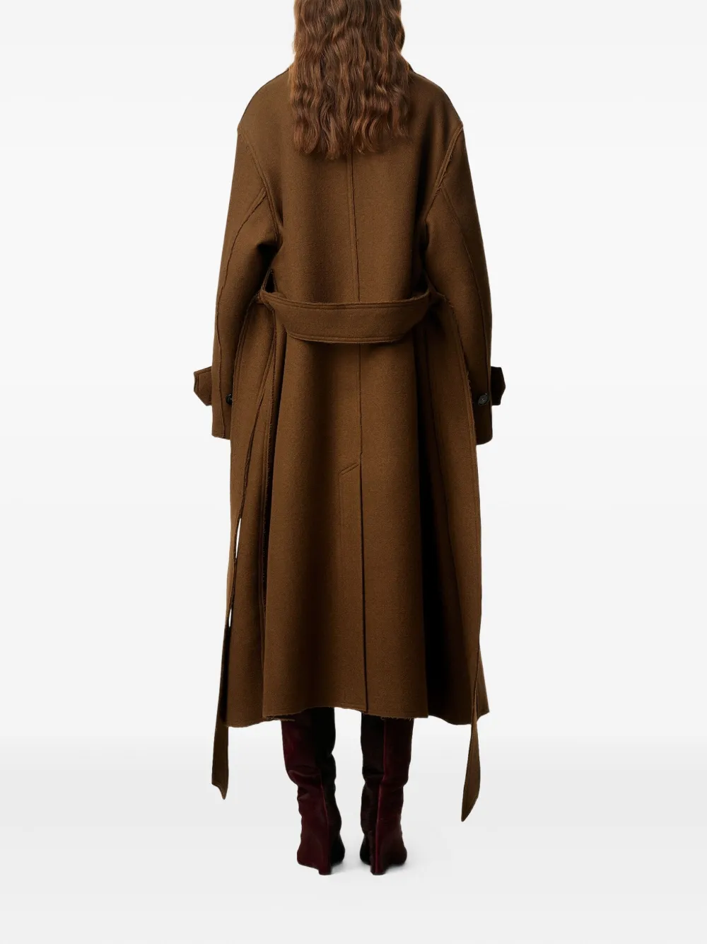 AMI Paris Trenchcoat met ceintuur Bruin