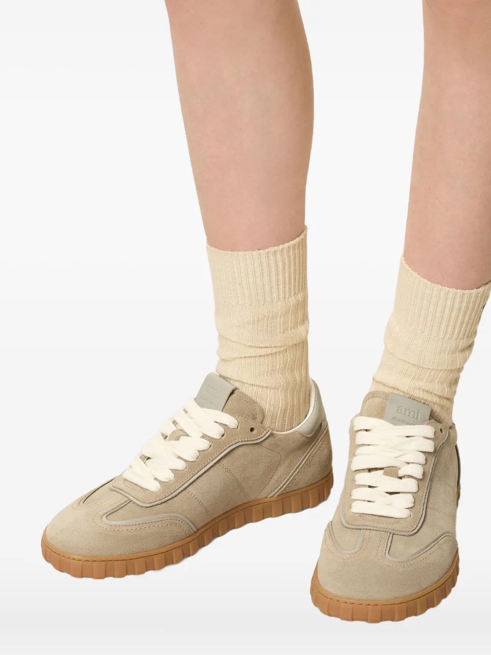 AMI Paris suede low-top sneakers Neutrals
