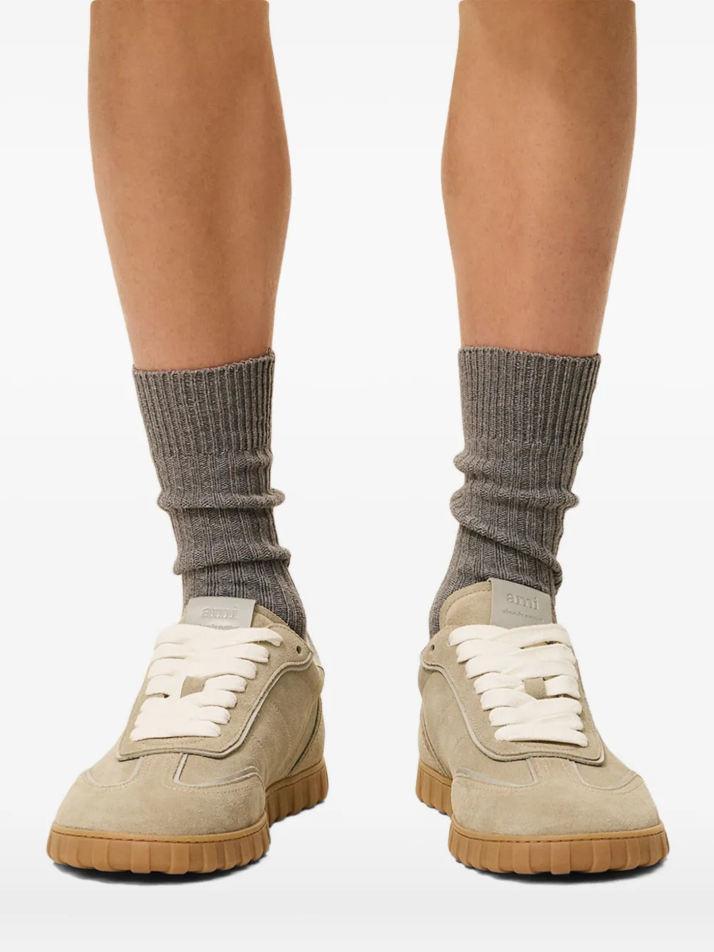 AMI Paris suede low-top sneakers Neutrals