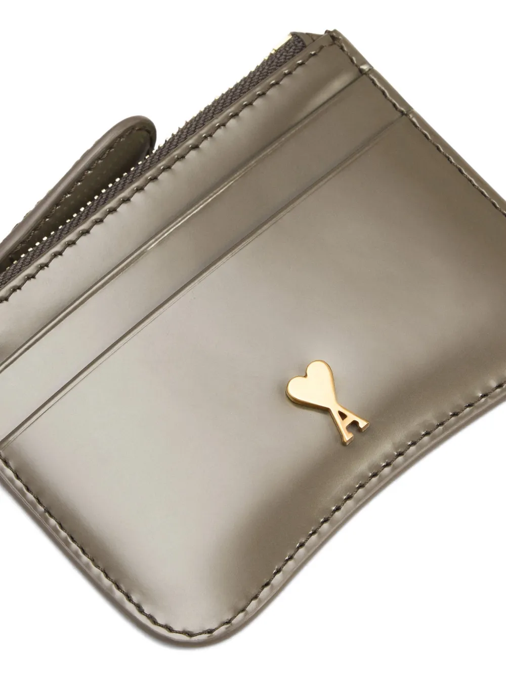 AMI Paris leren pasjeshouder Beige