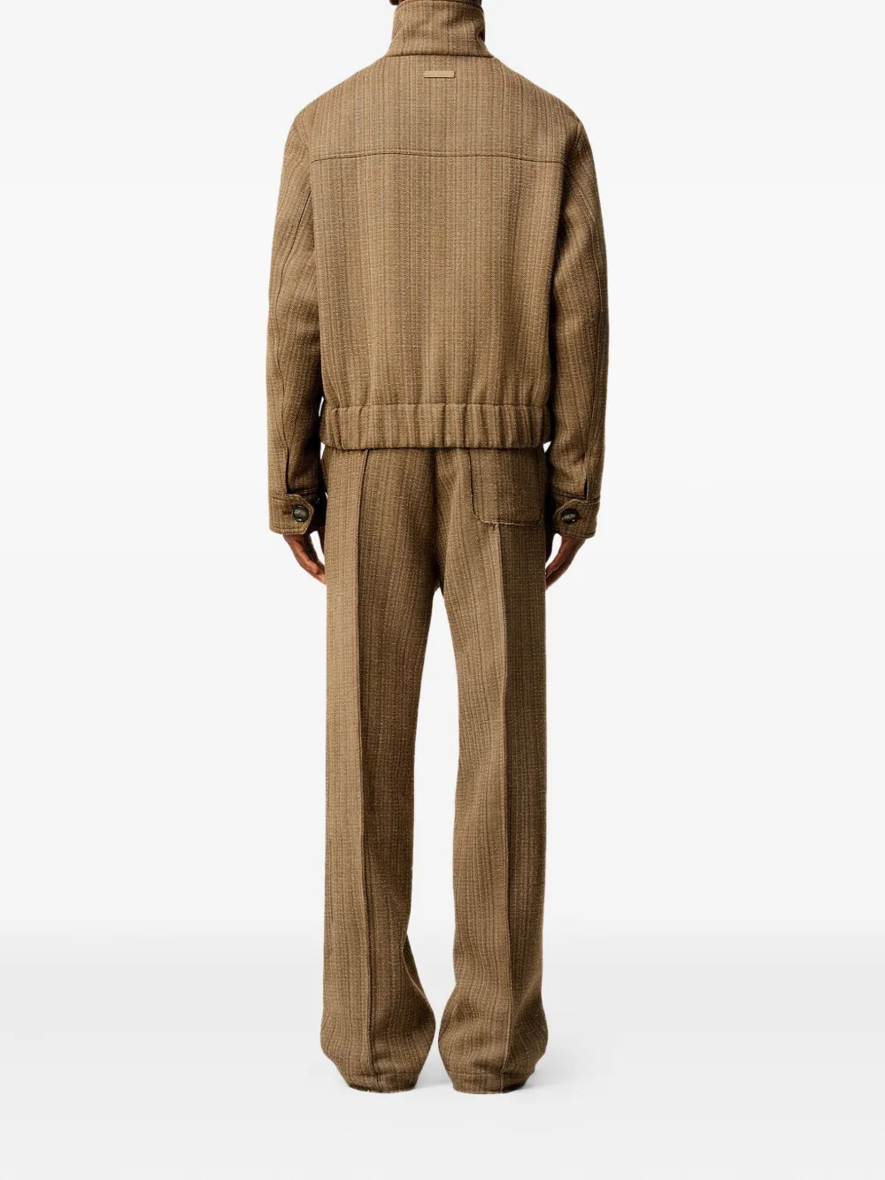 AMI Paris Wollen jack met visgraatpatroon Bruin