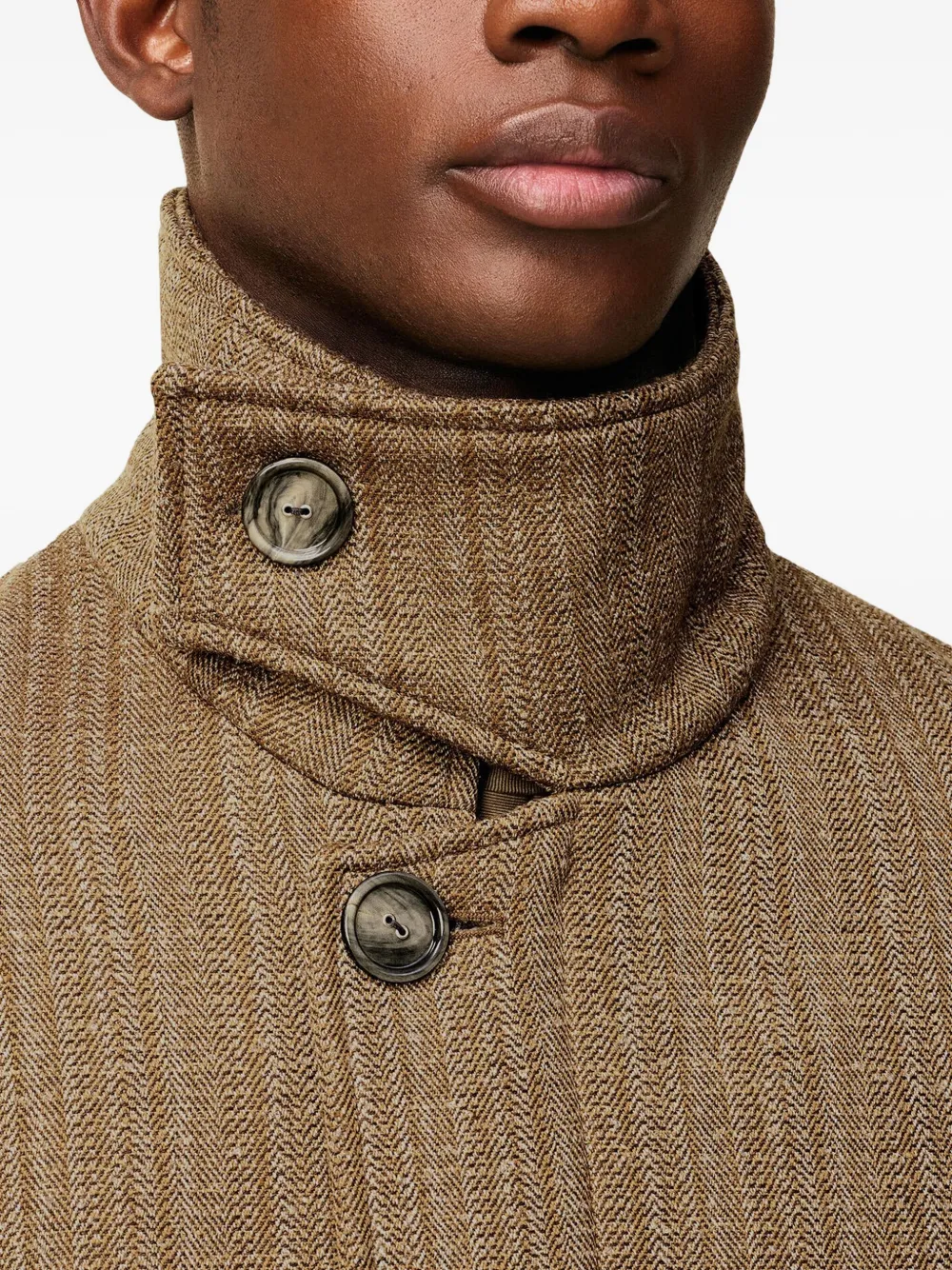 AMI Paris Wollen jack met visgraatpatroon Bruin