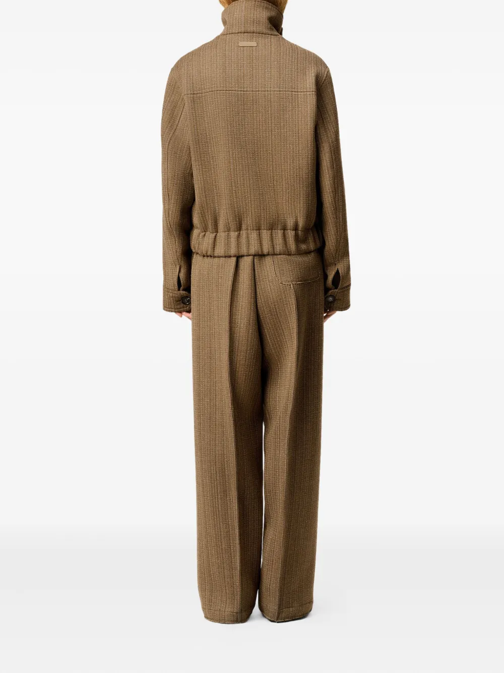 AMI Paris Wollen jack met visgraatpatroon Bruin