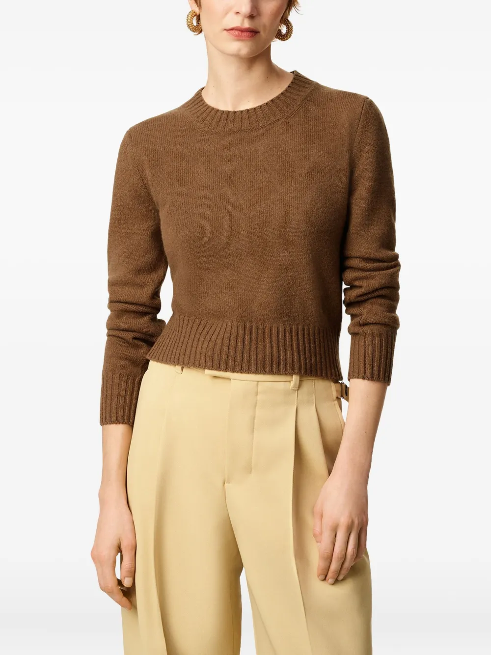 AMI Paris Ami De Coeur-embroidered sweater Bruin