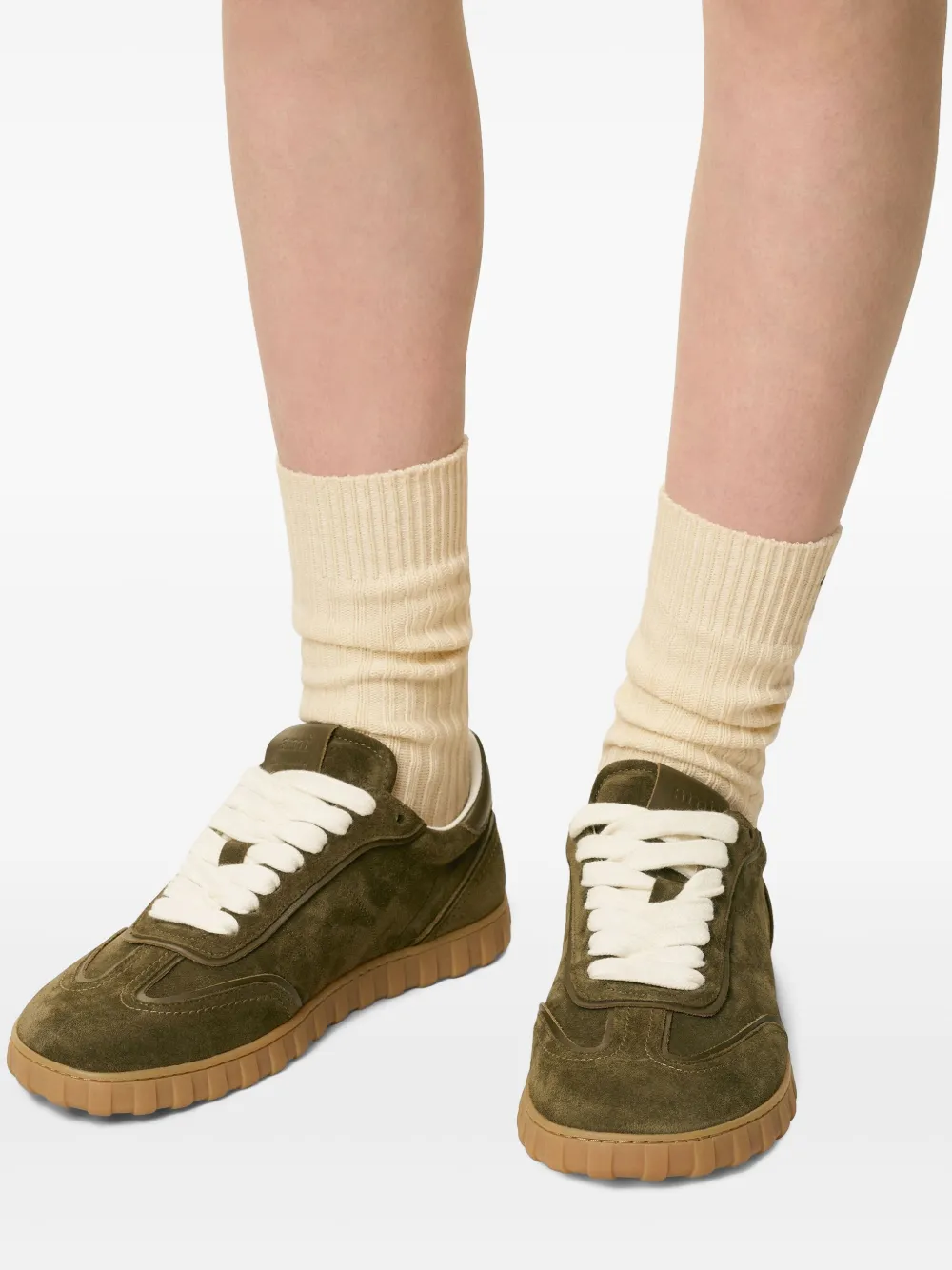 Ami Alexandre Mattiussi Low Top Sneakers Contrast Stitching In Green