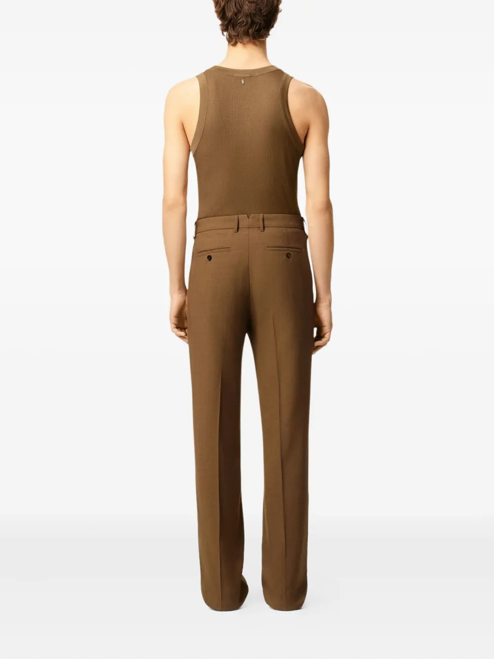 Ami Alexandre Mattiussi Brown Wool Straight Trousers Brown In Brown