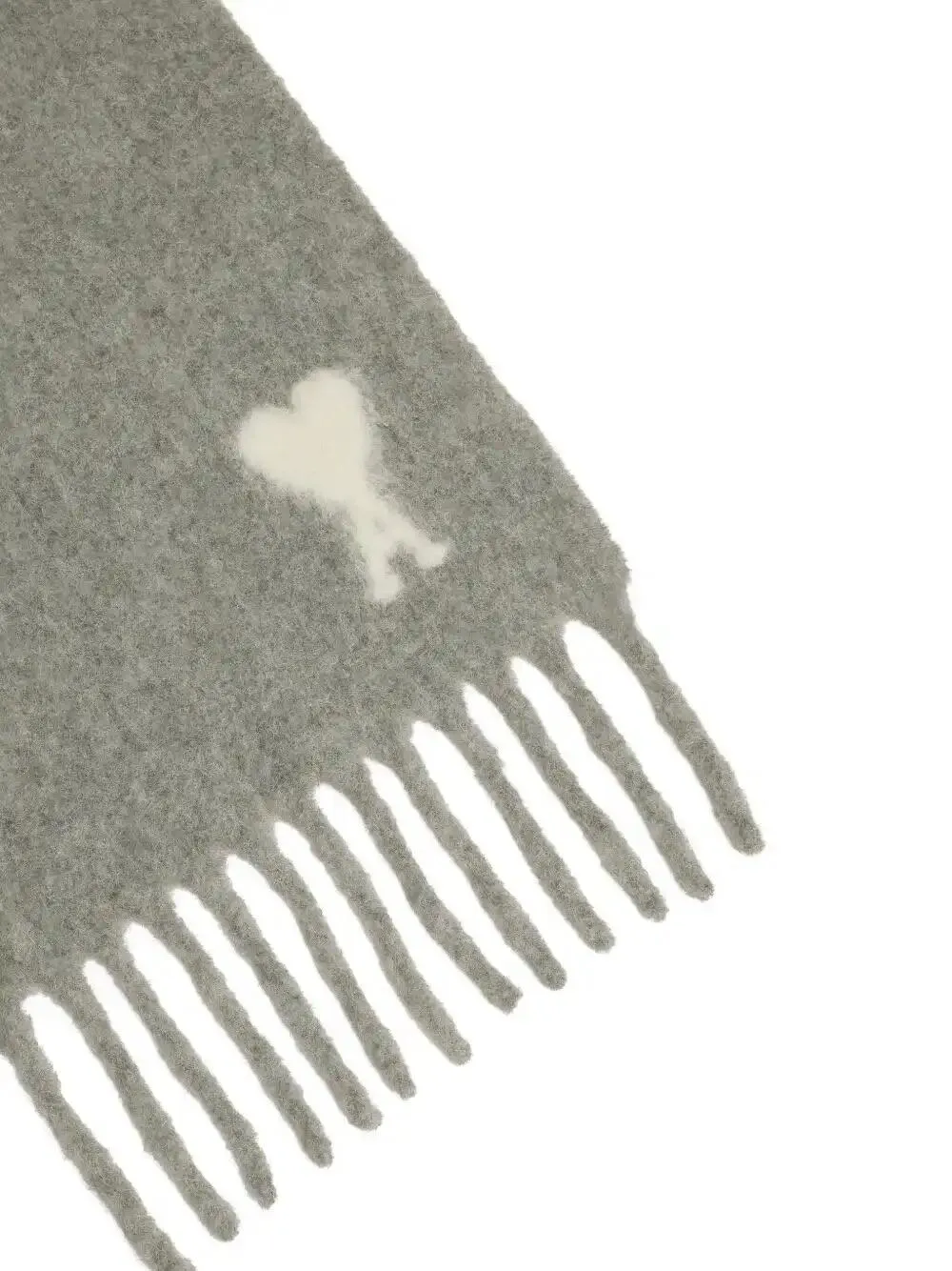AMI Paris Sciarpa Ami De Coeur con frange - Grigio