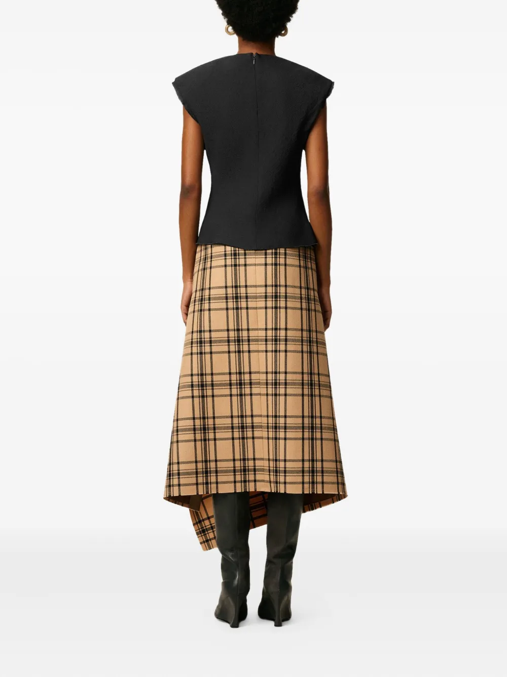 AMI Paris Mouwloze top met gerafelde rand Zwart