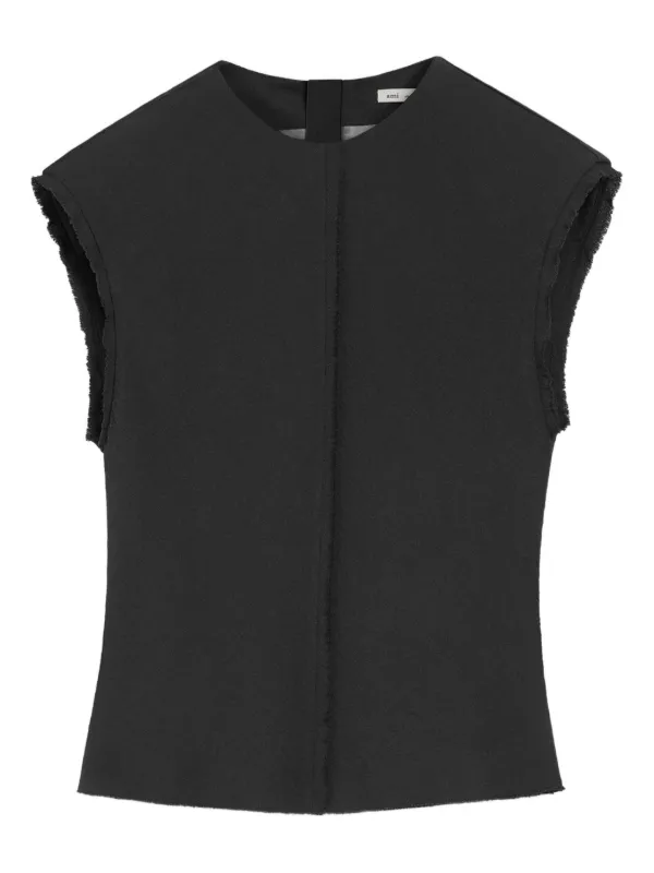 Ami Paris Raw-edge Sleeveless Top in Black