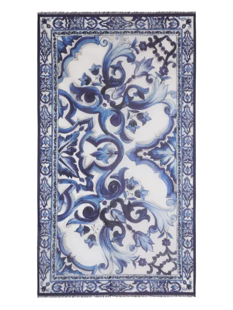 Dolce & Gabbana Majolica-print fringed sarong
