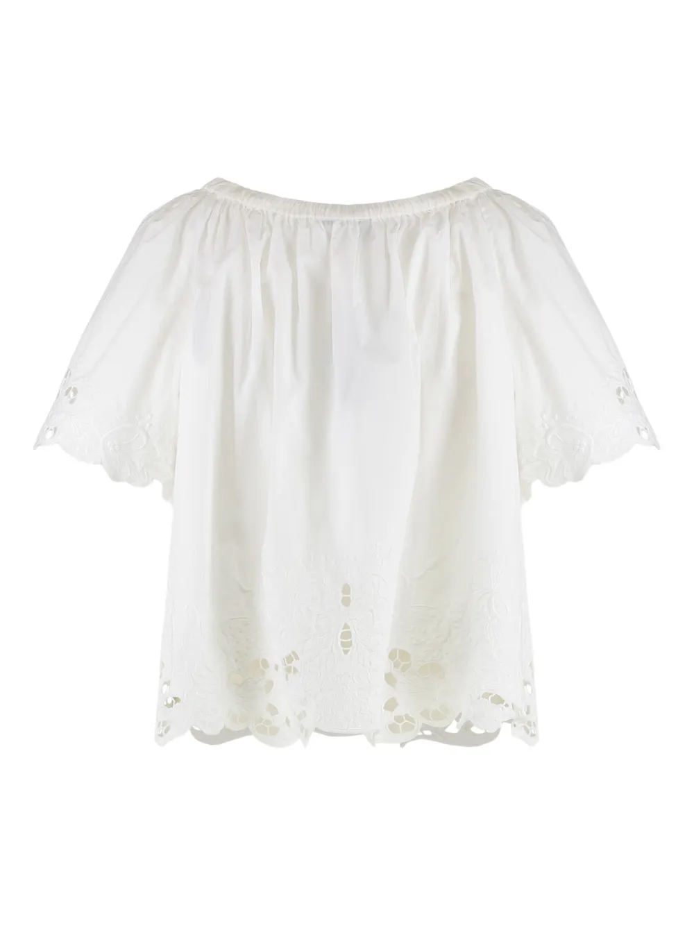 Lauren Ralph Lauren Gesmockte blouse met kanten afwerking 2WCF