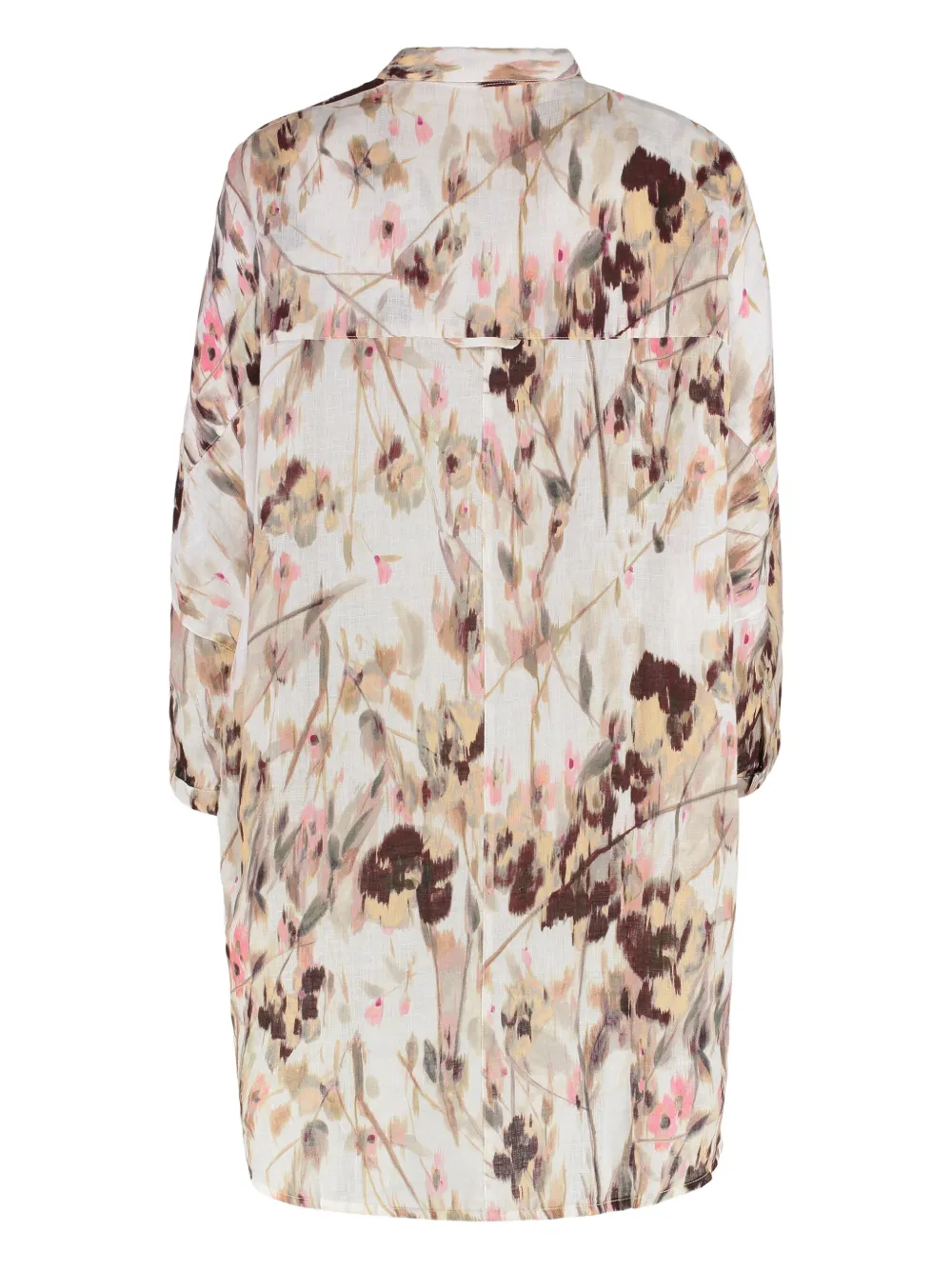 120% Lino Blouse met bloemenprint - Beige