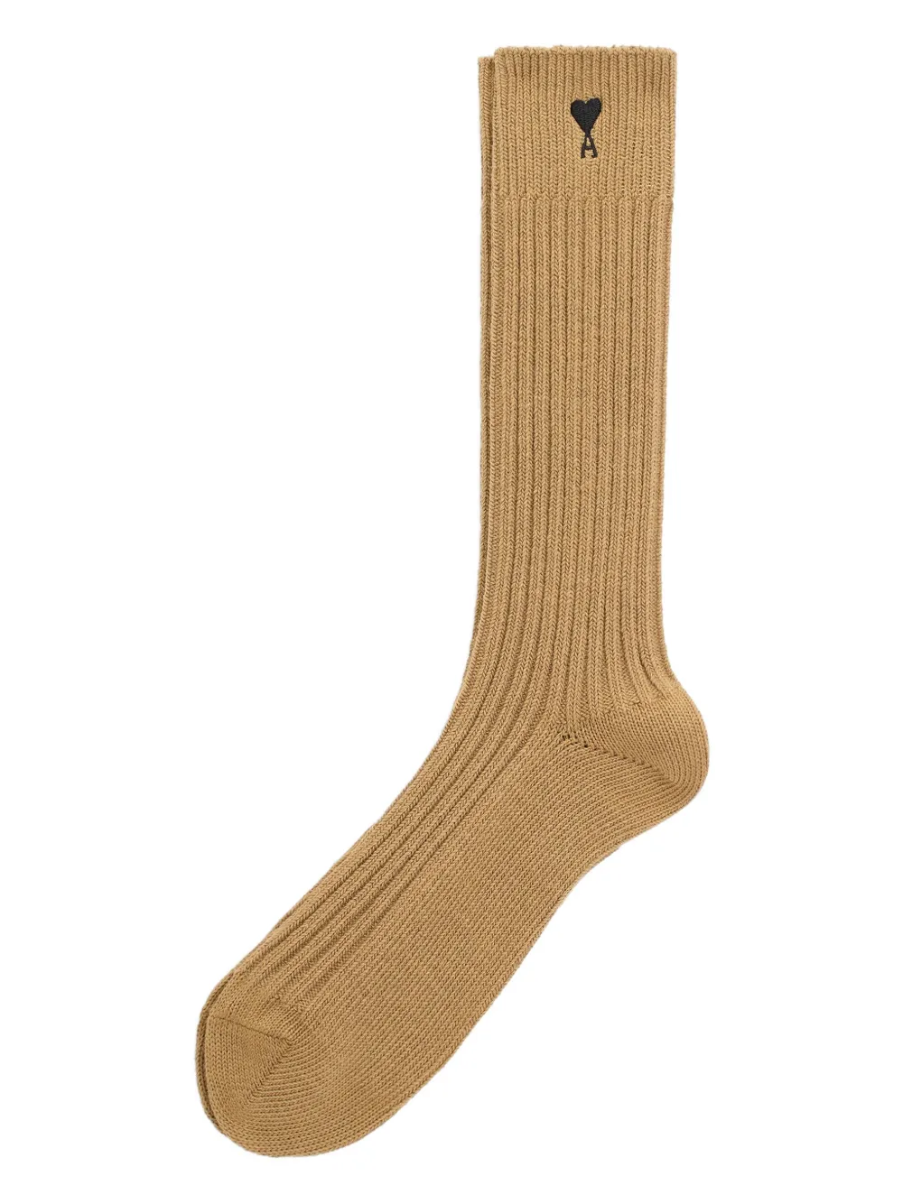 Ami Alexandre Mattiussi Heart-embroidered Ribbed Socks In Nude