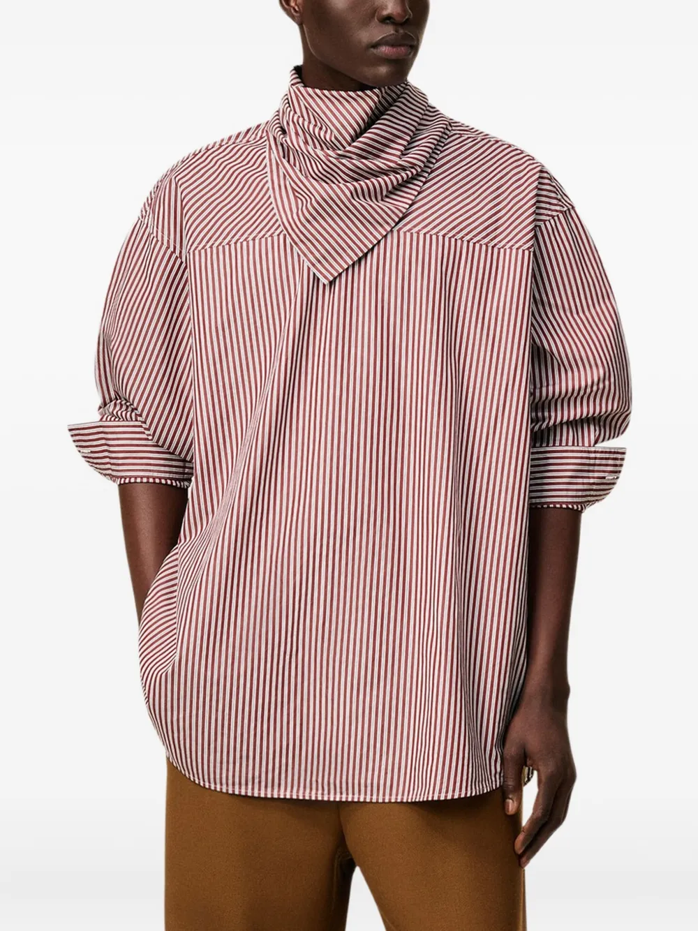 AMI Paris Gestreept shirt met bandana-print Rood