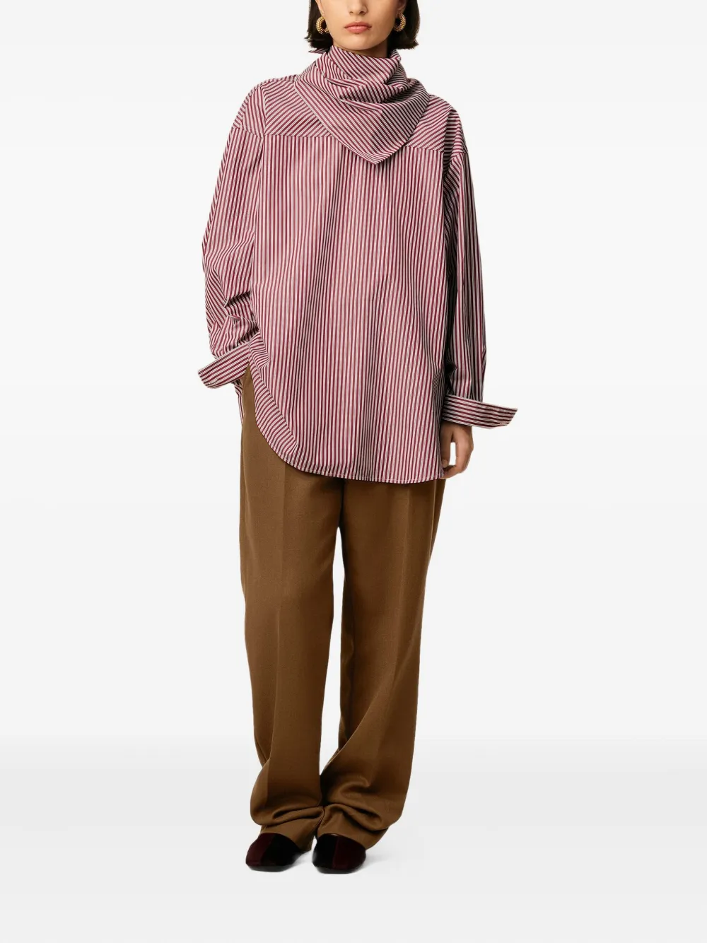 AMI Paris Gestreept shirt met bandana-print Rood