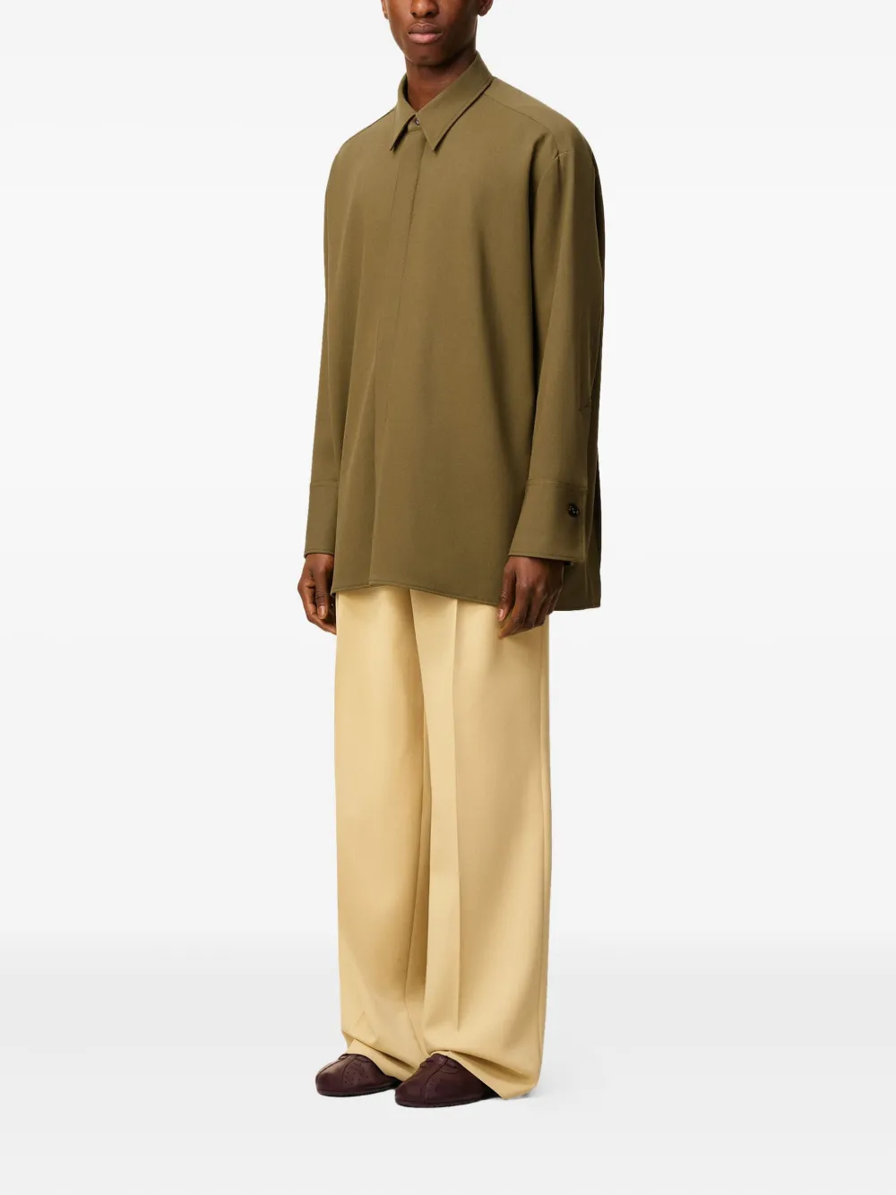 AMI Paris Straight wollen overhemd Groen
