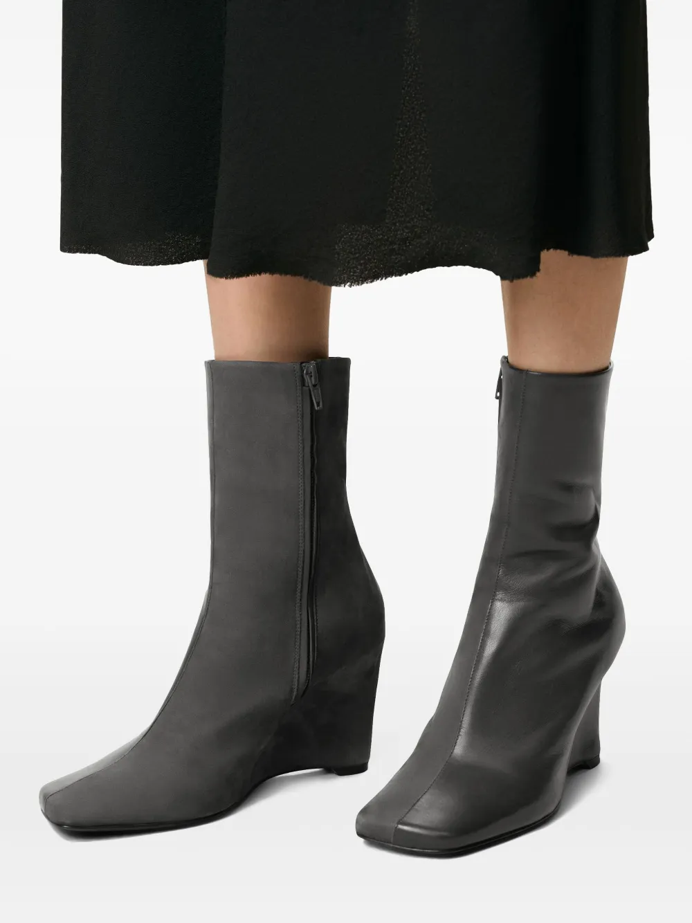 Ami Alexandre Mattiussi 90mm Two-tone Leather Ankle Boots In Black