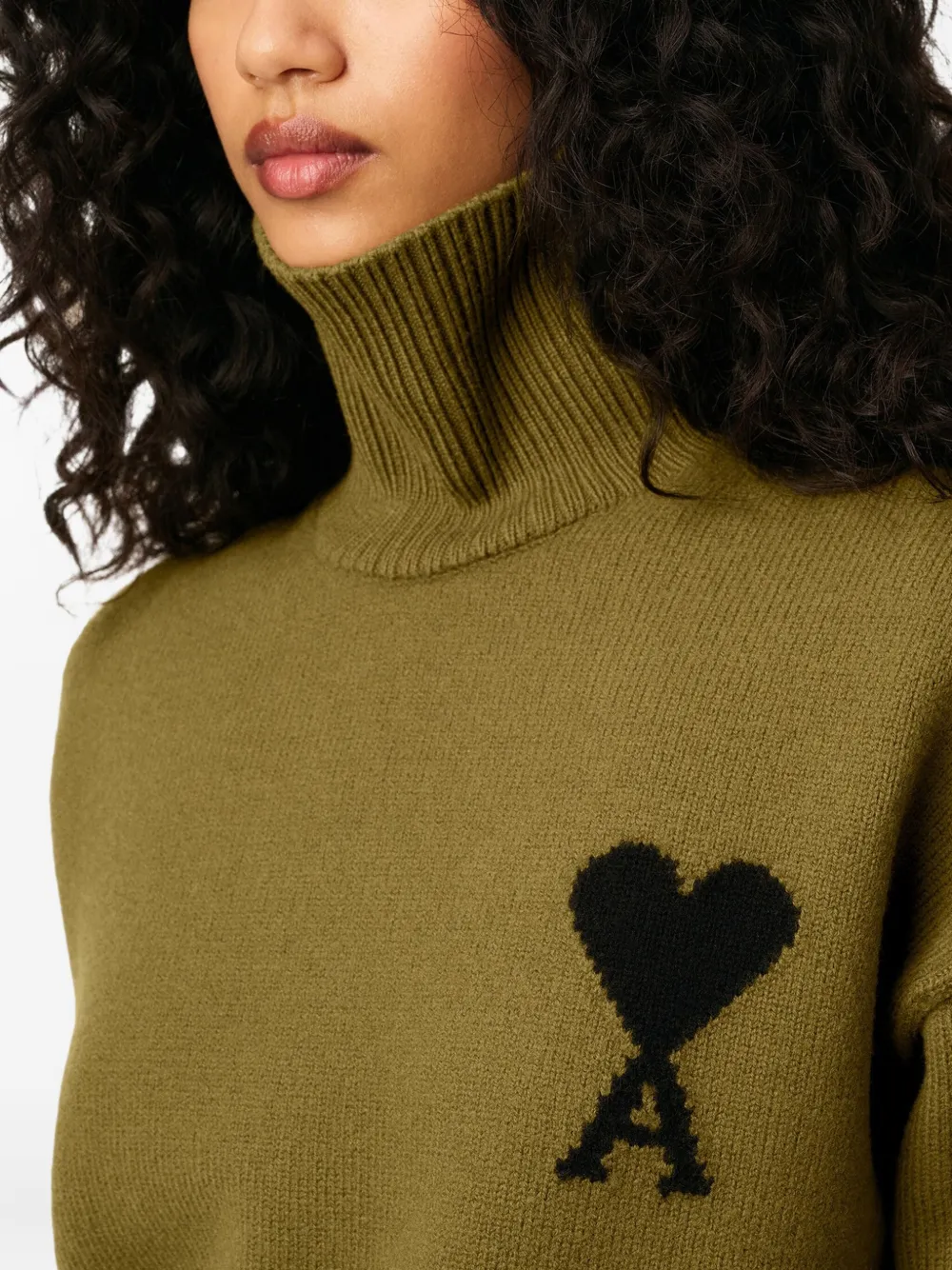 AMI Paris Ami De Coeur trui met trechterhals Groen