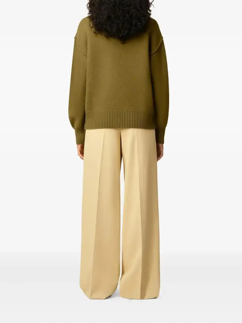 Ami Paris Ami De Coeur Funnel Neck Sweater in Green, view 5