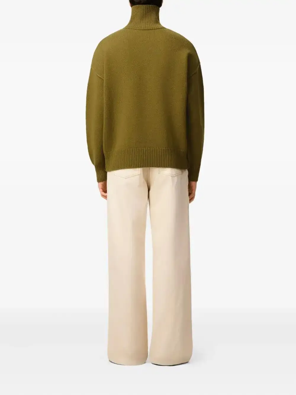 Ami Paris Ami De Coeur Funnel Neck Sweater in Green, view 4