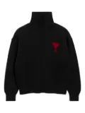 AMI Paris heart-intarsia funnel-neck sweater - Black