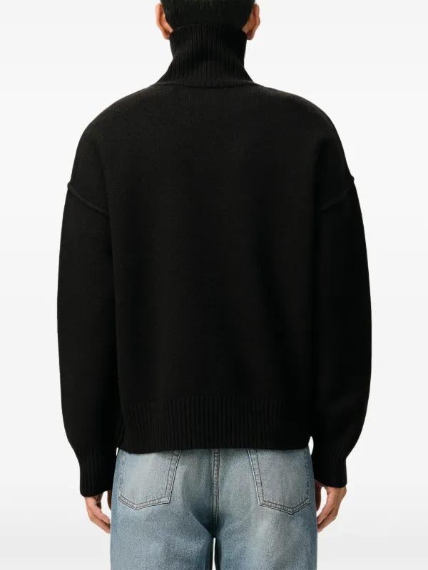 AMI Paris Ami De Coeur roll-neck Sweater | Black | FARFETCH EE