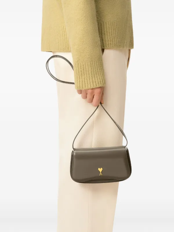 AMI Paris Small Paris Paris Leather Crossbody Bag | Green | FARFETCH