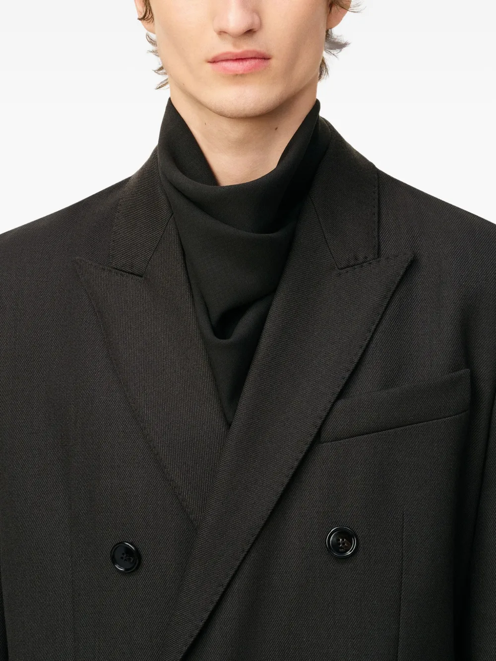 AMI Paris Wollen jas met dubbele rij knopen Zwart
