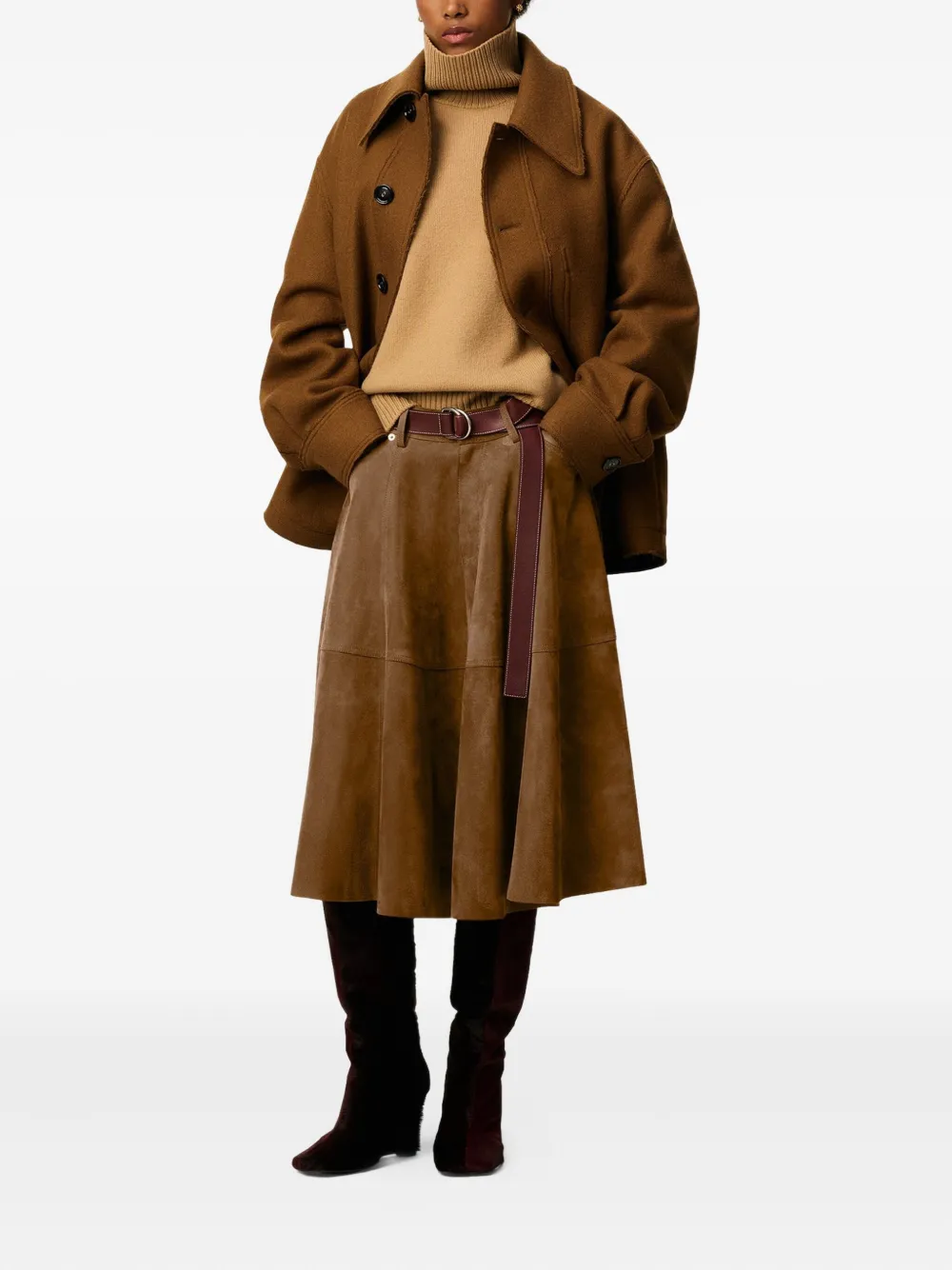 AMI Paris Midi-rok met A-lijn Bruin