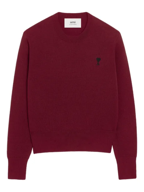 AMI Paris heart-embroidered wool sweater