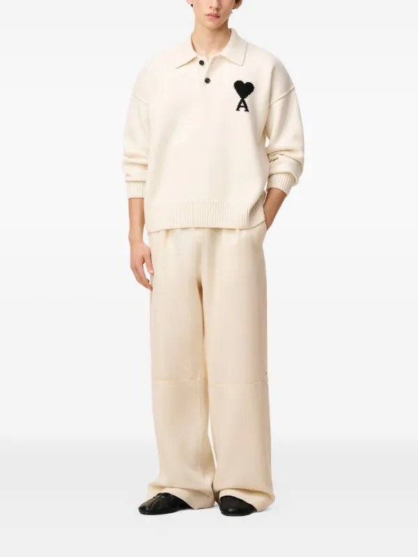 AMI Paris Ami de Coeur ウールポロシャツ AMI Paris Ami De Coeur ウールポロシャツ | ニュートラル | FARFETCH JP