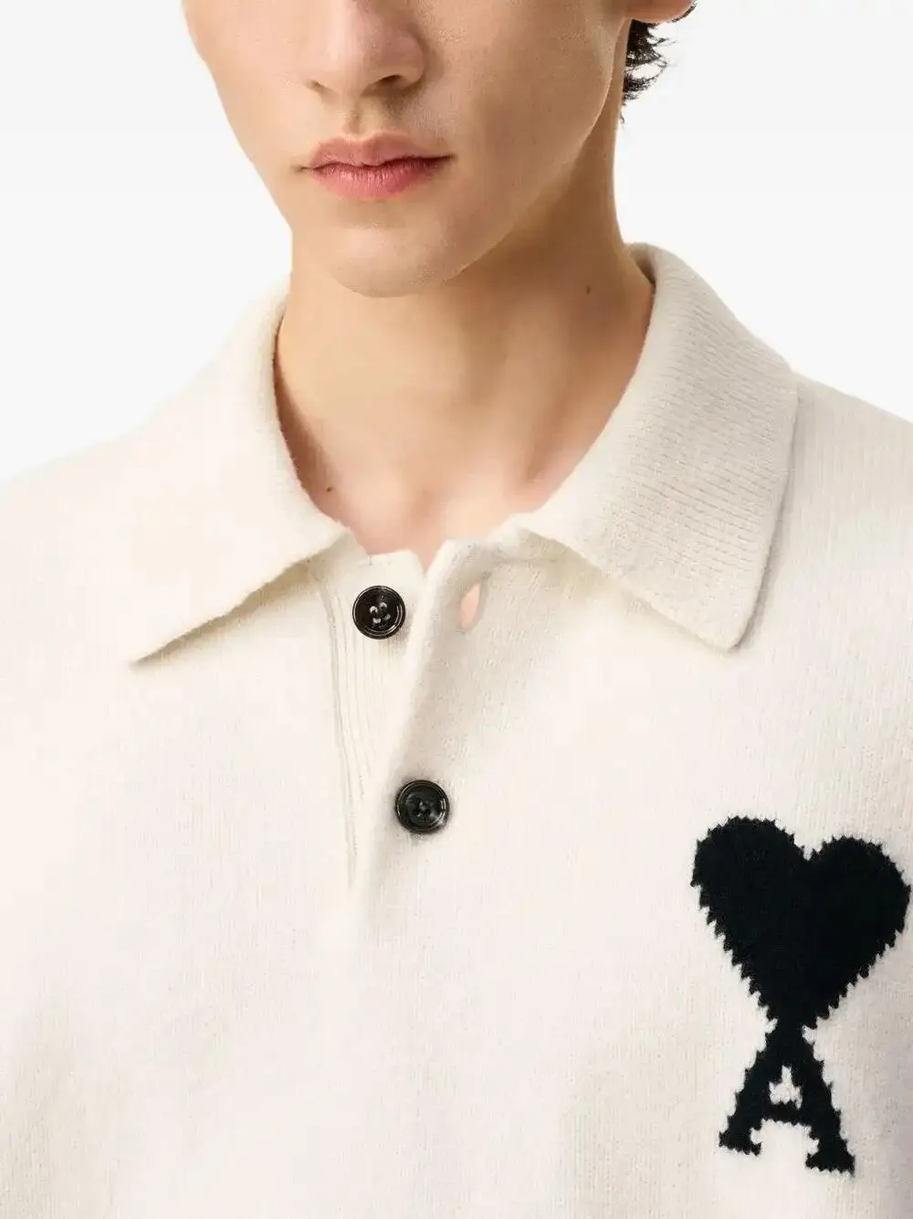 AMI Paris Ami De Coeur ウールポロシャツ | ニュートラル | FARFETCH JP