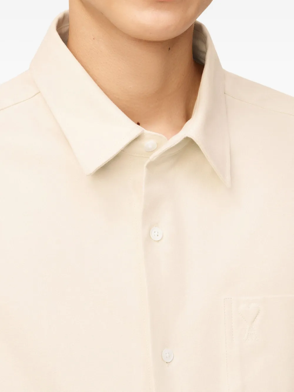 AMI Paris Blouse met logo Beige